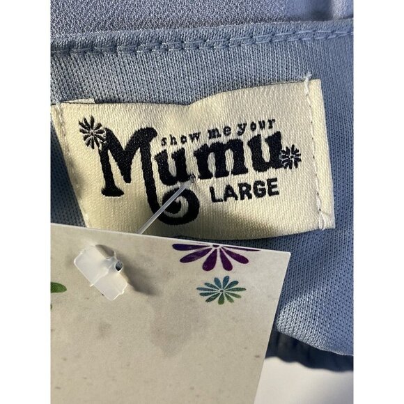 Show Me Your MuMu Womens Caitlin Ruffle Maxi Dress Blue Size Large‎ New - Picture 6 of 9